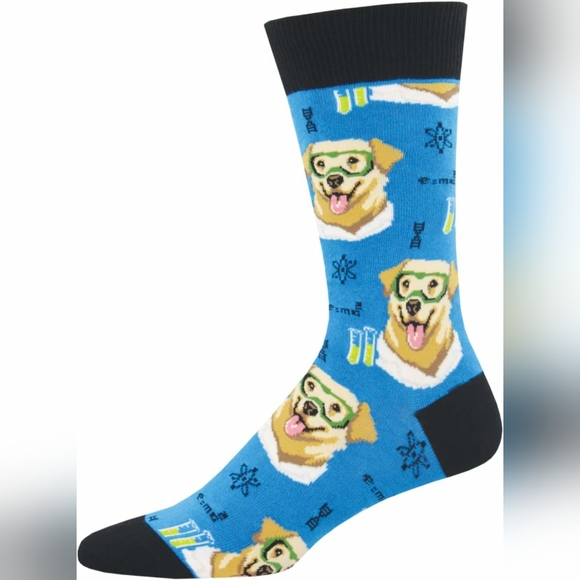 Vibrant Sky Blue Casual Socks with Cartoon Dog Faces - Picture 1 of 4